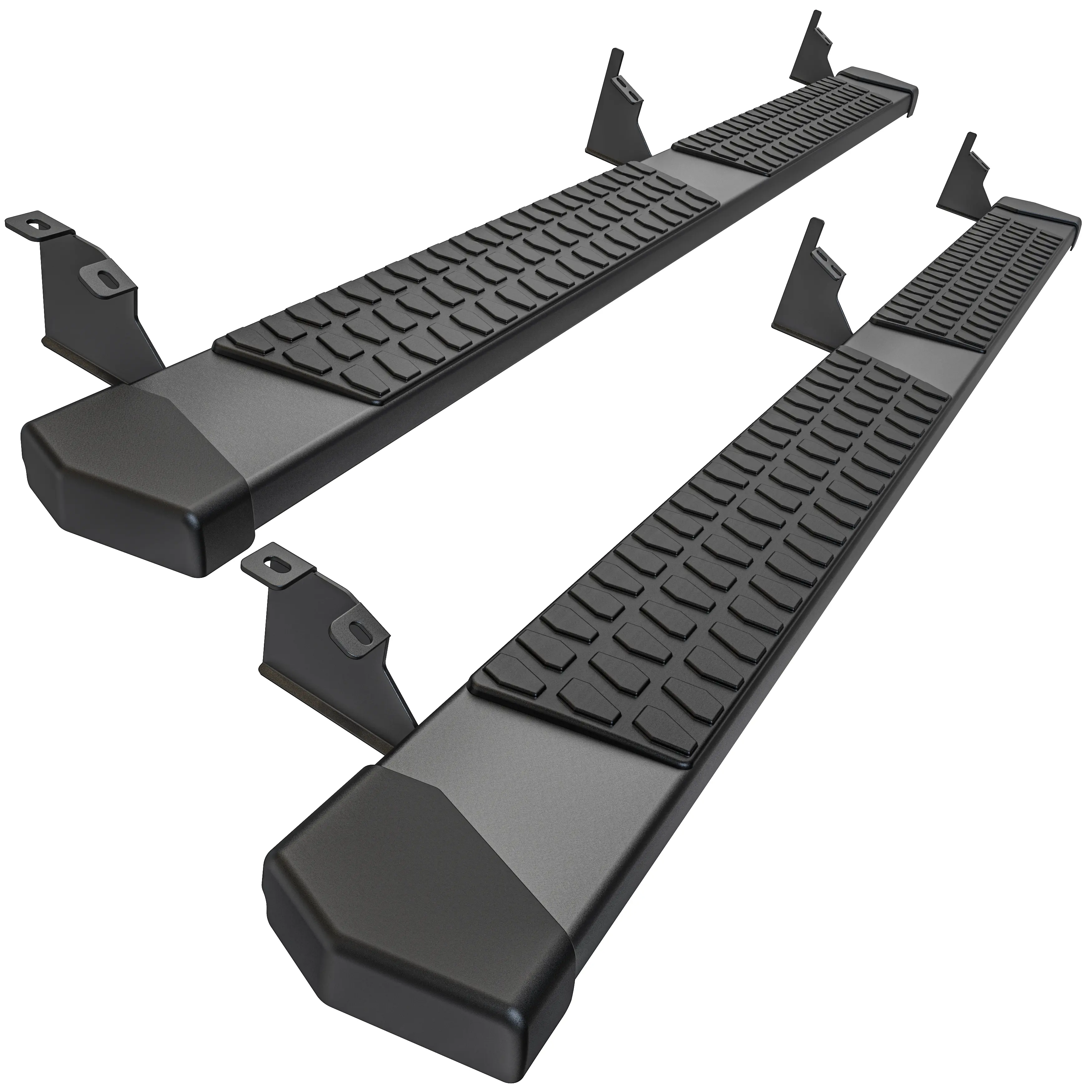 6 Inches Running Boards Side Steps Compatible with 2005-2023 Toyota Tacoma Double Cab & Crew Cab (4 Full-Size Doors), Black Textured Aluminum Nerf Bars