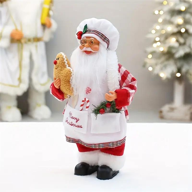 Festive Christmas Chef Grandparents Nutcracker Decoration Ornaments Decor, 12 Inch Santa & 11 Inch Old Chef Figurines, Holiday Table Display