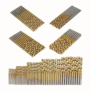 50-Piece Coated HSS Drill Bits, 135 Tip for Crafts, Woodworking, Detailed Carving & Jewelry Making- Size 1/25-1/8 Inch, Metal Cylindrical Shape, Precision Drilling in DIY & Small Projects, Durable Coated