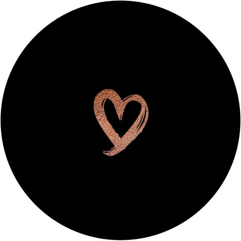 Rose Minimalist Heart Black PopSockets Adhesive PopGrip with Elegant Rose Gold Heart Design
