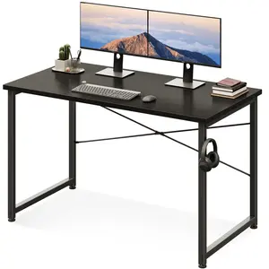 AODK Small Computer Desk with Headphone Hooks – Modern Writing Table for Home Office, Space-Saving Study Desk for Small Spaces