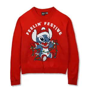 Juniors Womens Lilo & Stitch Feeling The Festive Lights Stitch Sweatshirt