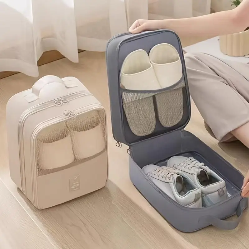 2 in 1 Travel Shoe Storage Bag, 1 Count Foldable Shoe Organizer, Compact Shoe Storage Bag for Home and Travel, Home Organizer for Bedroom, Living Room, Travel Essentials Carryall, Easy to Carry, Travel Organization Pouch, Portable Travel Accessories