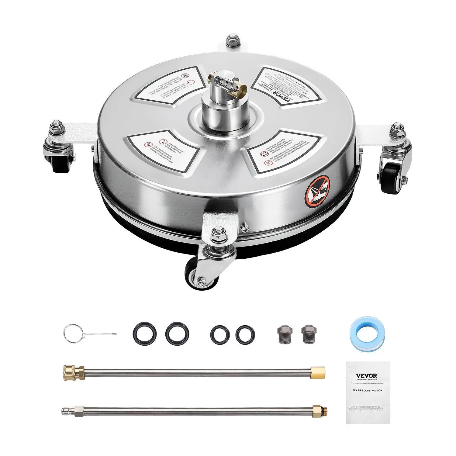 【SummerFinds】VEVOR 14" Pressure Washer Surface Cleaner 4 Wheels 4000 Max PSI 2 Extended Wands