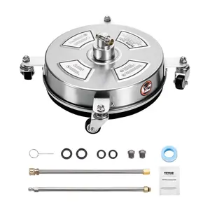 VEVOR 14" Pressure Washer Surface Cleaner 4 Wheels 4000 Max PSI 2 Extended Wands