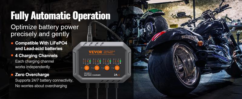 VEVOR Smart Battery Charger, TikTokShopBlackFriday, 8-Amp, LiFePO4 Lead-Acid (AGM / Gel / SLA) Car Battery Charger, Fully-Automatic Charger Maintainer Desulfator for Boat Motorcycle Lawn Mower Golf Cart Marine Deep Cycle  VEVOR Super Brand Day