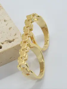 14k Chain Design Double Ring Ring, Unisex, Daily Commute, Party, Music Festival Accessory, Fashion Jewelry, Fashion Rings