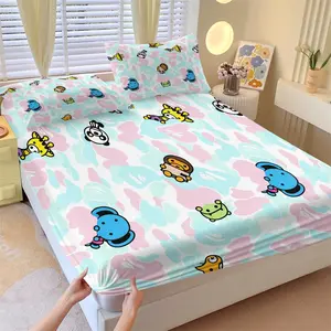 BABY MILO Macaron Gradient Camo Fitted Sheet Set & 2 Pillowcases No Core, Soft Non-Slip Wrinkle Resistant, Monkey Panda Blue Elephant Tiger Monster Characters, Sweet Cool Trendy Home Decor, Gift Choice