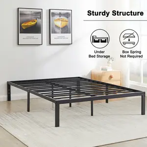 VECELO 14-18in Metal Platform Bed Frame Compatible Headboard with Pre-installed Holes, No Box Spring Required