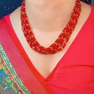 Red hydro potey short length, neck jewelry for outfits