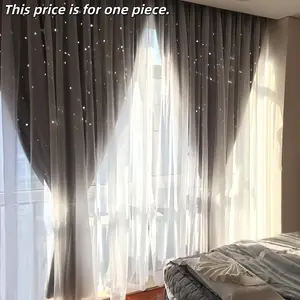1PC Star Pattern Blackout Curtain, Dual Layer Bedroom Window Curtain, Cute Design, Suitable for Living Room, Bedroom, Kids' Room, Universal Use