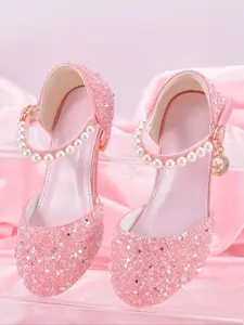 Girls' Princess Shoes with Sparkling Star Pendant, Fashion High Heels for Party Dresses, Formal Dance Shoes for Girls Birthday, Footwear Style