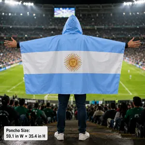 Flag-Inspired Hooded Poncho Blanket , Lightweight National Colors Wearable Cape, Soft Party Wrap for Game Night, Outdoor Events, Festivals and Camping