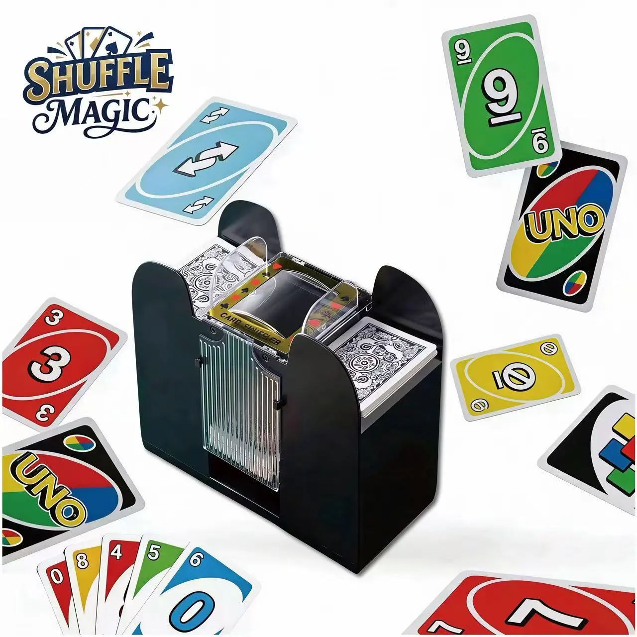 yugioh deck shuffler Automatic Card Battery-Operated 4-Deck Playing Card Dispenser For Game Night and Casino Game Accessories by Trademark Poker : Toys & Games The card shuffler requires four C batteries if you use batteries to operate ( batteries not included) 6 Deck Automatic Card Shuffler
