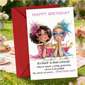 5-Piece Fun Friend Birthday Card Set with Envelopes, Unique Gift for Best Friends, Perfect for Women, Funny Friendship Cards