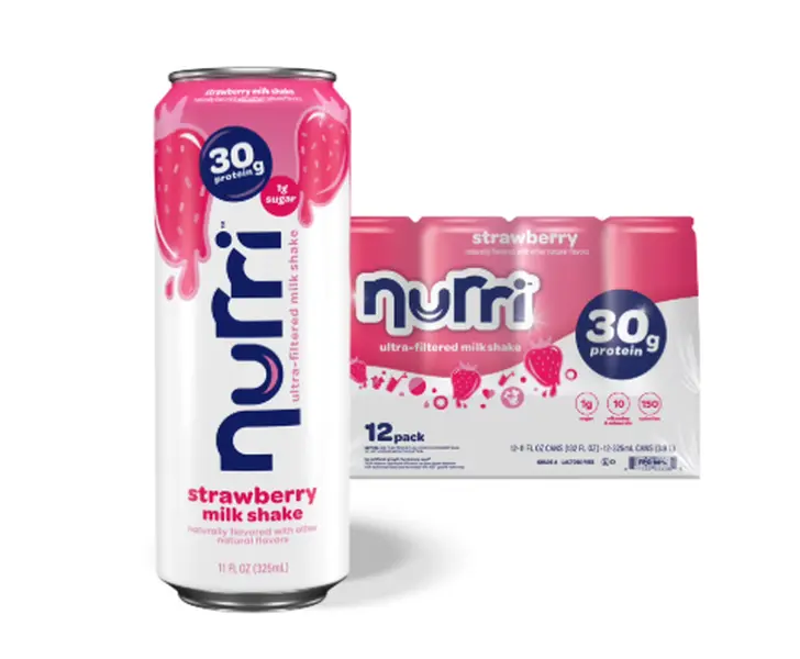 Nurri 30g Strawberry, Vanilla & Chocolate Low Sugar Ultra-Filtered Milkshake 11 fl. oz., 12 pk. High Protein Shake Beverage Flavor Low, Meal Replacement