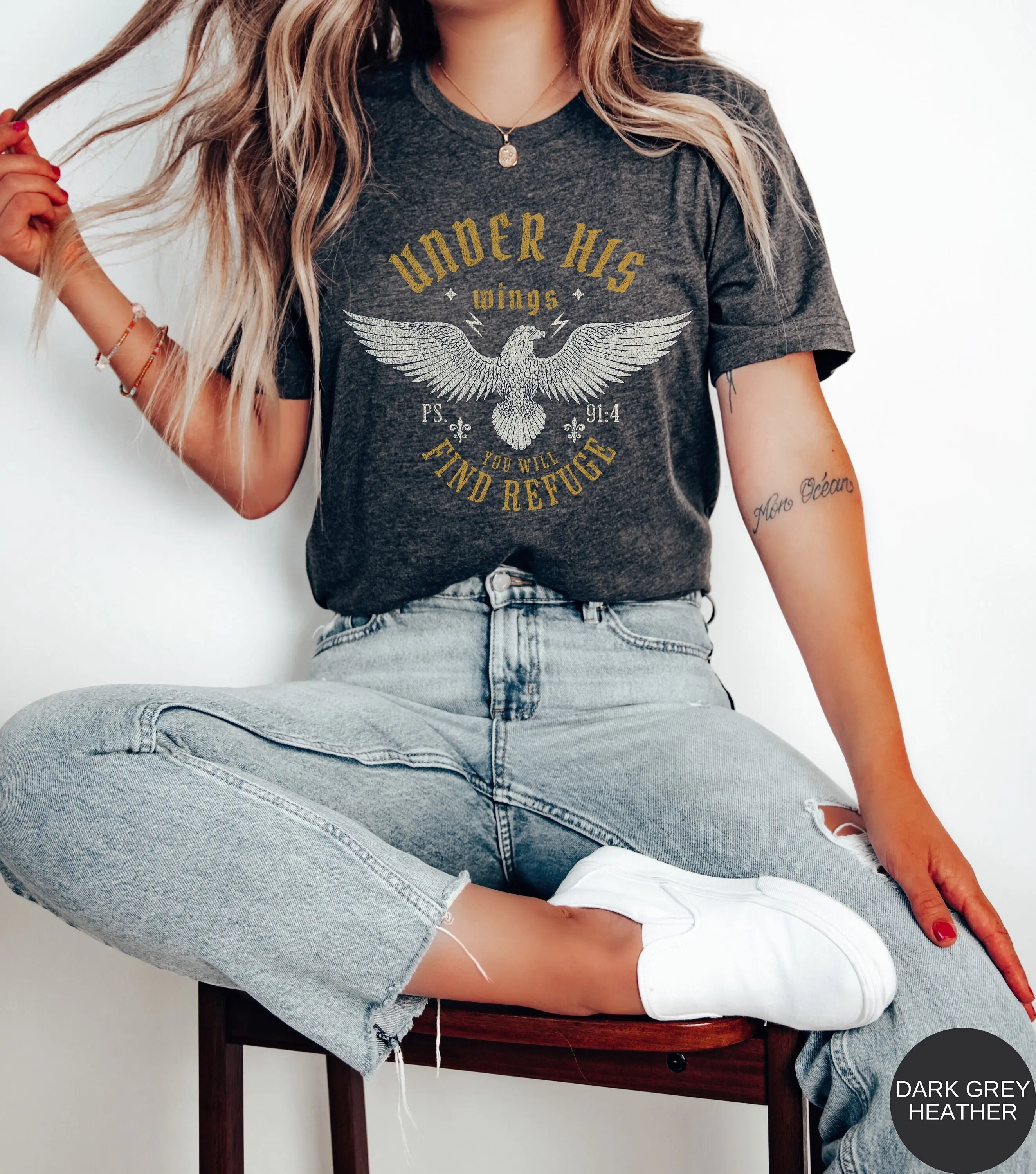 Boho Christian Shirts Christian Tshirts Bible Verse Shirt Trendy Christians T Shirts Jesus Apparel Under His Wings You Will Find Refuge