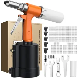 Pneumatic Riveter - Pneumatic Rivet  with 500 count Rivet 3/32" (2.4mm), 1/8" (3.2mm), 5/32" (4mm), 3/16" (4.8mm) and 1/4" (6.4mm)