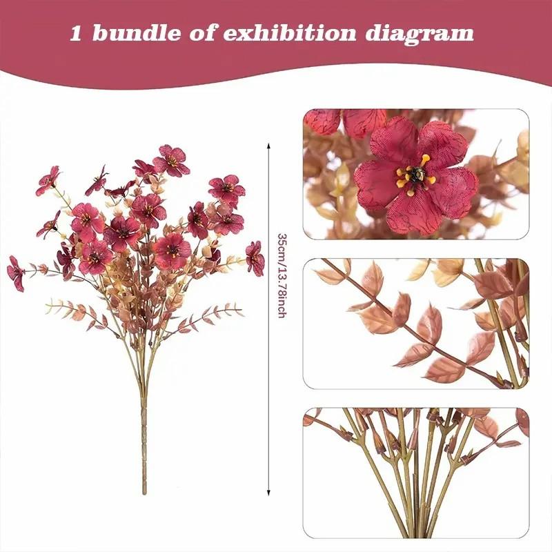 12 Bunches Decorative Artificial Flower for Outdoor Decoration, Faux Daisy Flowers for Fall & Winter Decor, Elegant Artificial Plants, Realistic Eucalyptus Leaves Silk Mums Fake Plants for Garden Pot, Fruit, Ornaments