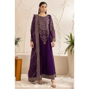 3PC EMBROIDERED CHIFFON LONG DRESS BY MOHAGNI 13