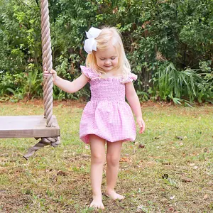 Light Pink Gingham Willow Bubble - Spring Outfit for Little Girls with Mommy & Me Matching Options
