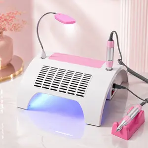 Professional 5-in-1 Nail Machine, 60W UV/LED Nail Lamp with Electric Nail Drill, Nail Dust Collector, Flexible LED Light & Drill Bits, All-in-One Manicure Station for Home and Salon Use
