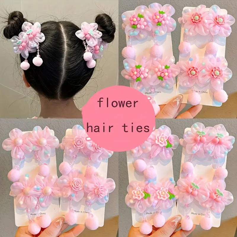 12-Piece Elegant Kids' Hair Ties (3-14 Years) - Cute Elastic Ponytail Accessories, Gentle on Hair, California Proposition 65 Compliant Headbands
