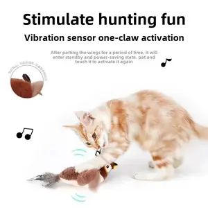 Hot Cat Interactive Toys Catnip Electric Pat Bird (With Catnip) Dog Cats Touch-Activated Squeaky Plush Toy Pet USB Rechargeable NONE