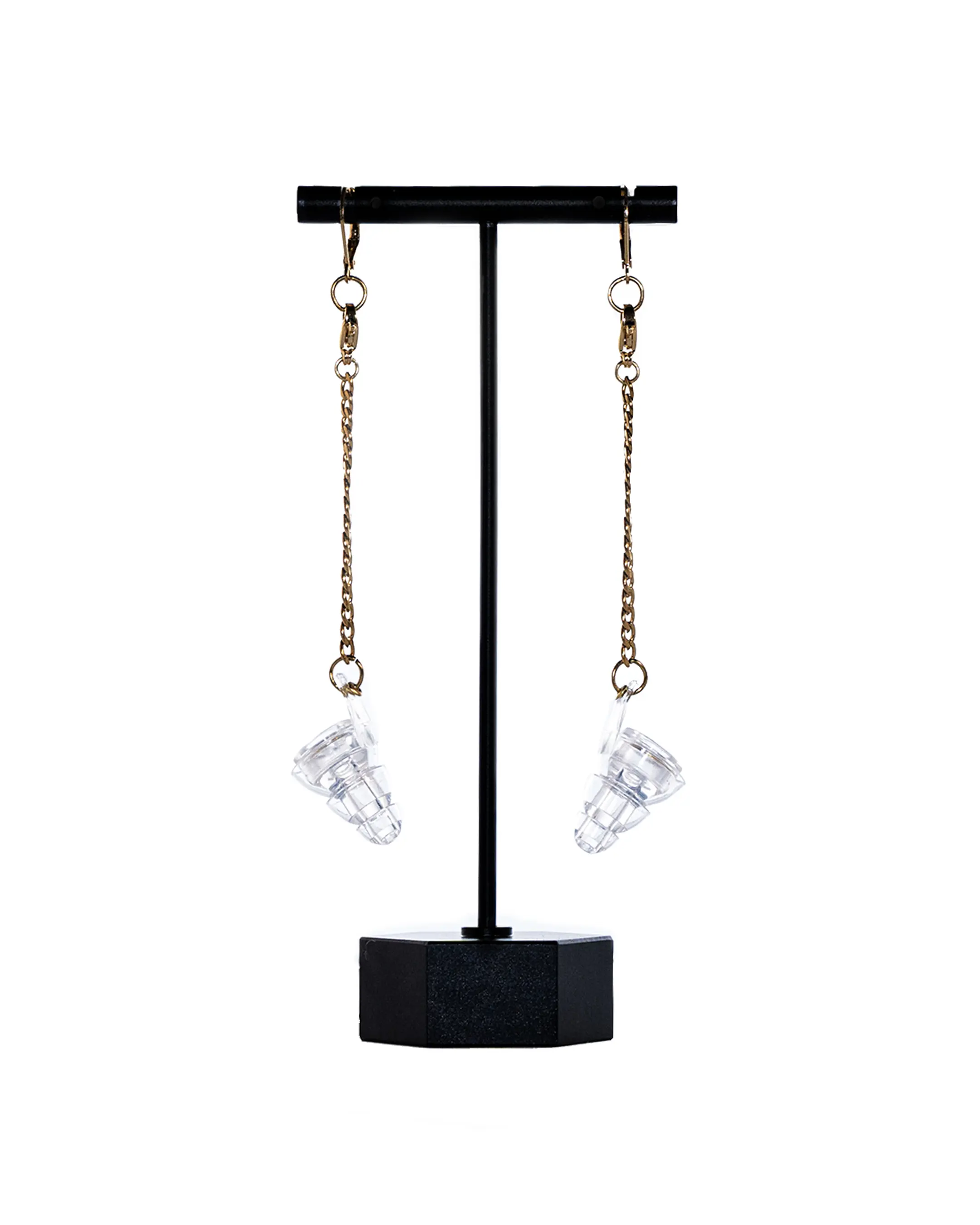 HearRingz 18k Gold Plated Stainless Steel High-fidelity Earplug Earrings with clasping earring hook