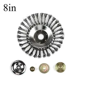 1 Piece 6/8 Inch Rotary Knotted Steel Wire Brush Cutter Blade, Garden Weeding Tool, Lawn Trimming Blade for Lawn Mowers, Lawn Mower Accessories