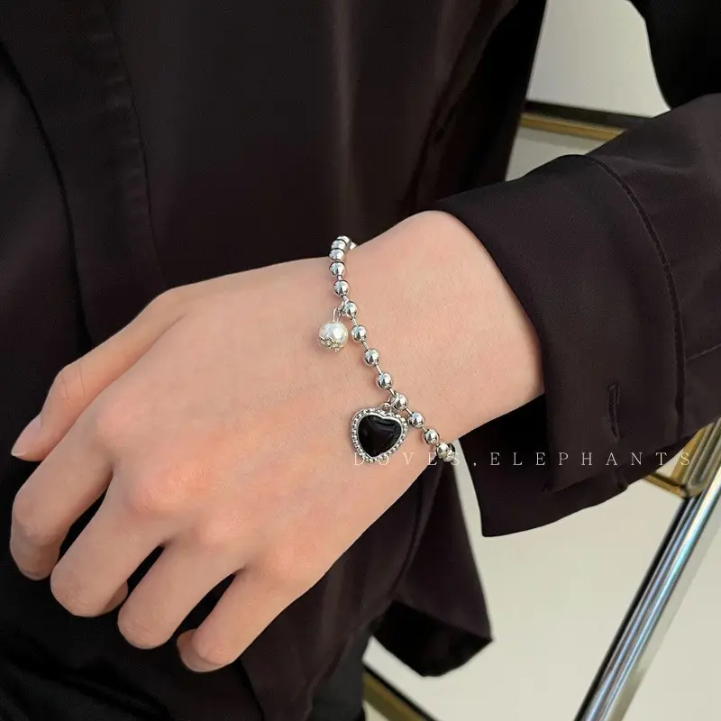 Iron Chain Black Love Bracelet