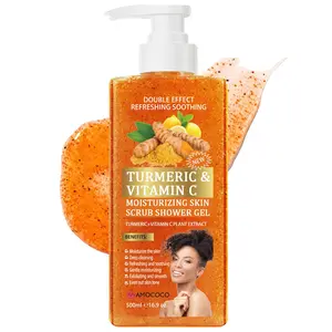 Lemon turmeric scrub shower gel, perfume type long-lasting aromatic moisturizing turmeric shower gel, exfoliate Nourishing and moisturizing