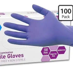 Powder-Free Nitrile Exam Gloves, Iris Blue, 100-Count Box