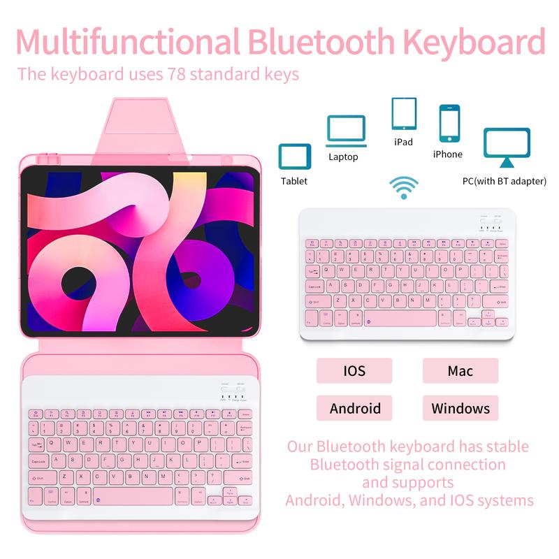 STWMOOCE 720 Rotation case for iPad Wireless Keyboard Cases with Pen Holder, Compatible with 10.2-inch iPad7/8/9th, 10.9 iPad 10th, 10.9 iPad Air4/5th, 11 iPad Air(M2/M3),11-inch Pro1/2/3/4th Gen,11/13-inch Pro(M4),13-inch Air M2/M3 bluetooth tablet case