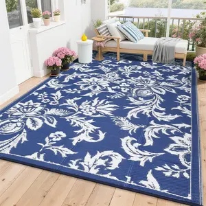 Waterproof Outdoor Rug 8x10 for Patio, Foldable Reversible Modern Area Rug, Large Plastic Straw Mat for Camping, RV, Porch, Backyard, Deck, Picnic, Beach