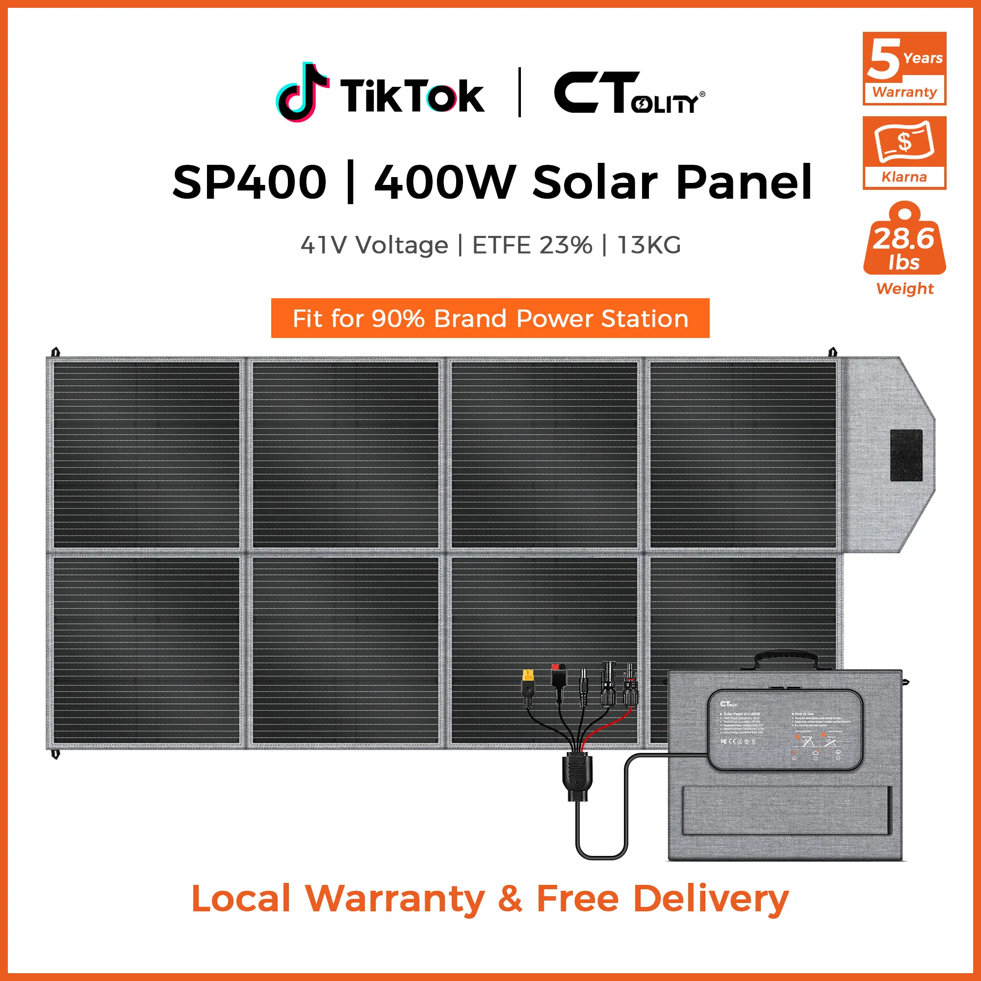 [TikTokShopBackToSchool][Summerfinds] CTOLITY SP400 400W Foldable Solar Panel 41V 10A High-Efficiency 22% Portable Solar Charger with Adjustable Kickstand for RV Camping Power Station, back to school haul[Power Outage Survival], SohoChic