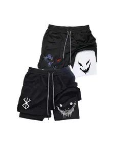 2 PCS Men's 2-in-1 Compression & Active Shorts Waist - Double Layer High-Elasticity Suitable for Training, Gym, Beach Pants, Slim-Fit Short Performance Shorts for Outdoor Sports, Machine Washable Compression Wear