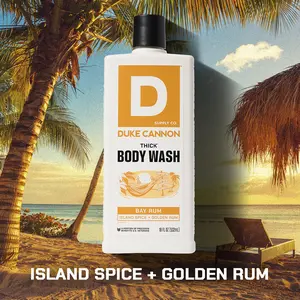 Duke Cannon THICK High-Viscosity Body Wash for Men – Bay Rum, Island Spice and Golden Rum Scent, Superior Lather and Natural Exfoliate, Premium Ingredients, Body Care Daily Cleanser, Sensitive Skin Friendly, 18 Fl oz