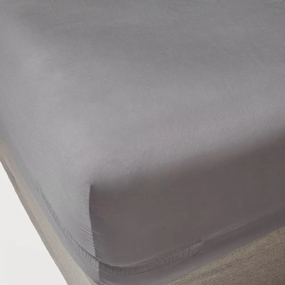 King 400 Thread Count Performance Fitted Sheet Dark Gray - Threshold: Cotton Sateen Machine Washable Fits 18" Mattress