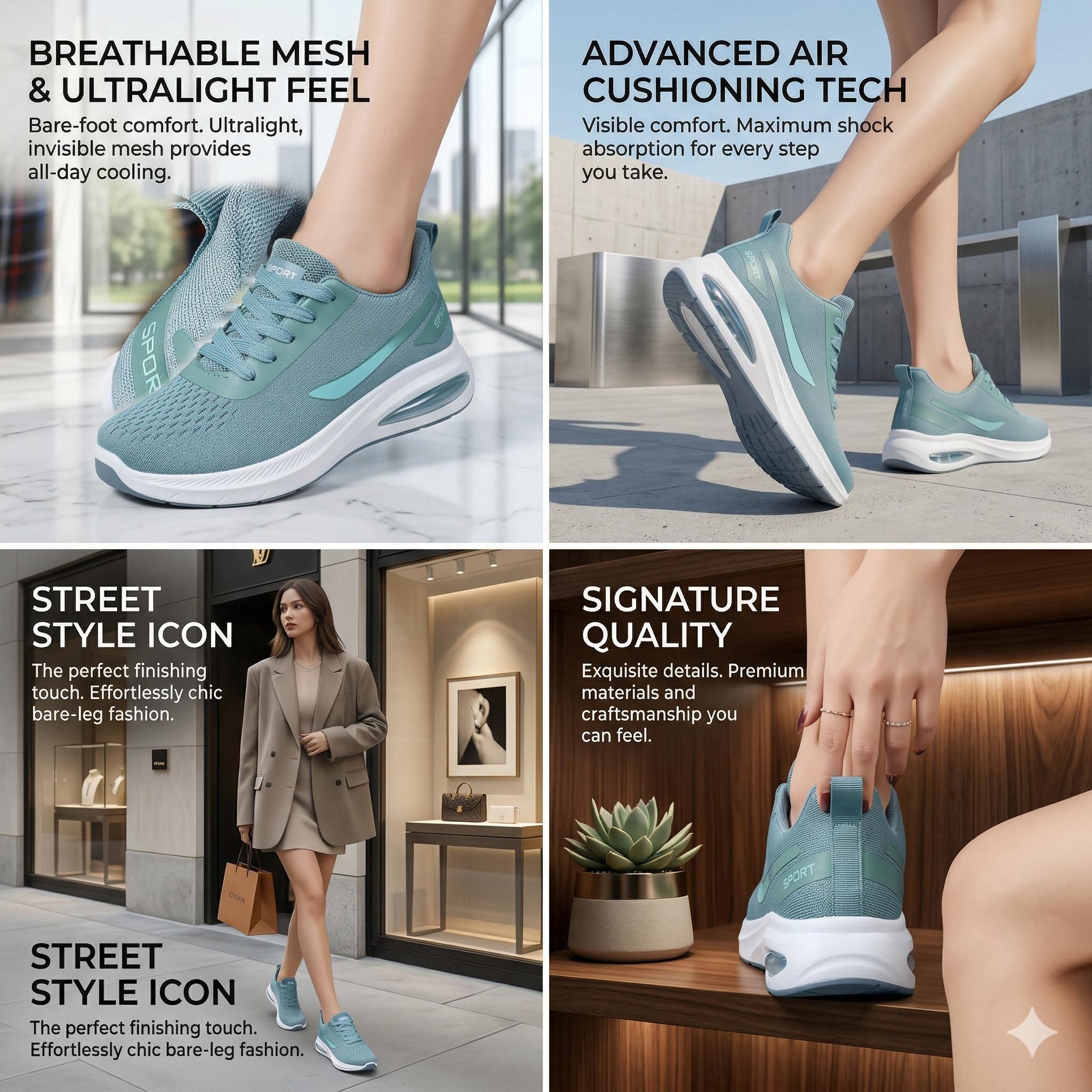️ 10K Steps Easy! Chunky Air Cushion Travel Sneakers | Lightweight Casual Walking Shoes