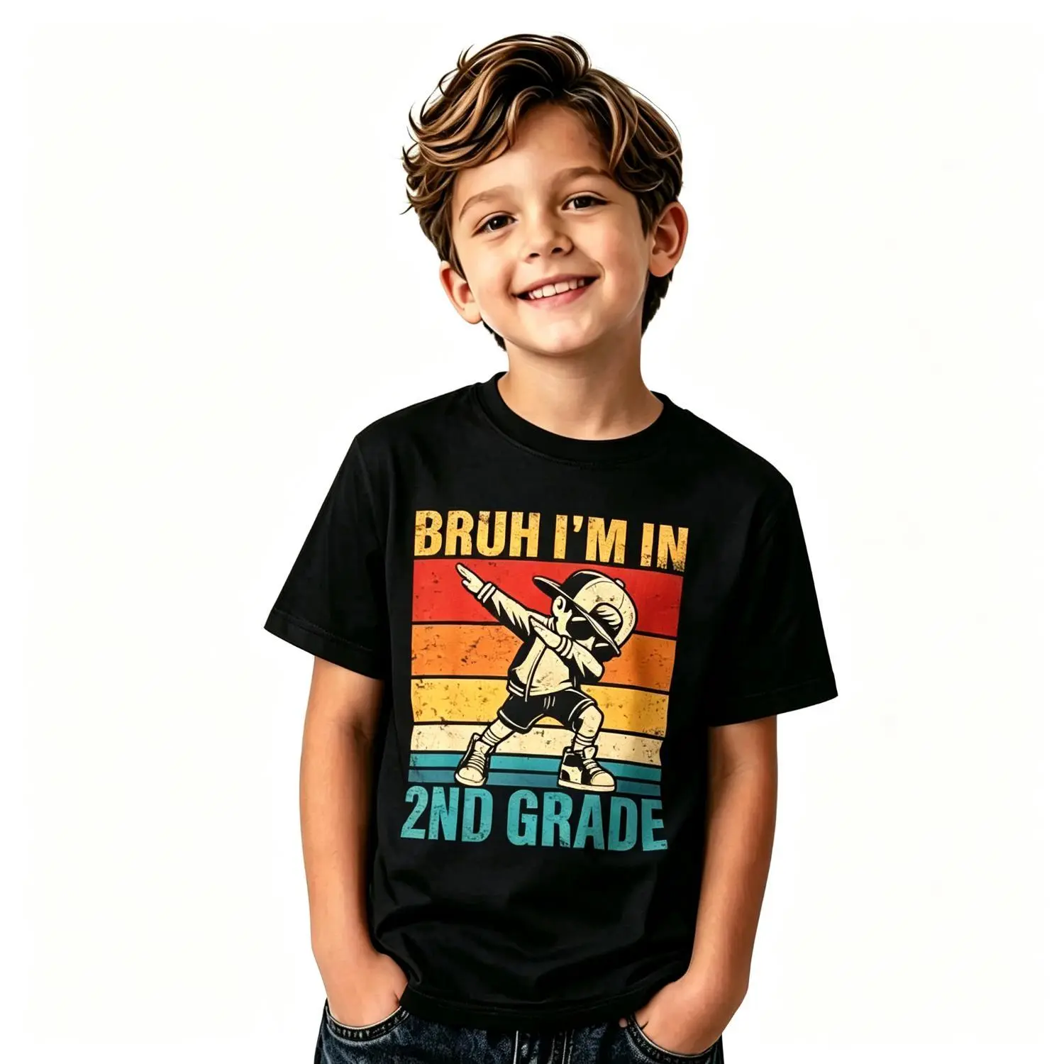 Second Grade Dabbing Boy Bruh I'm in 2nd Grade Student T-Shirt