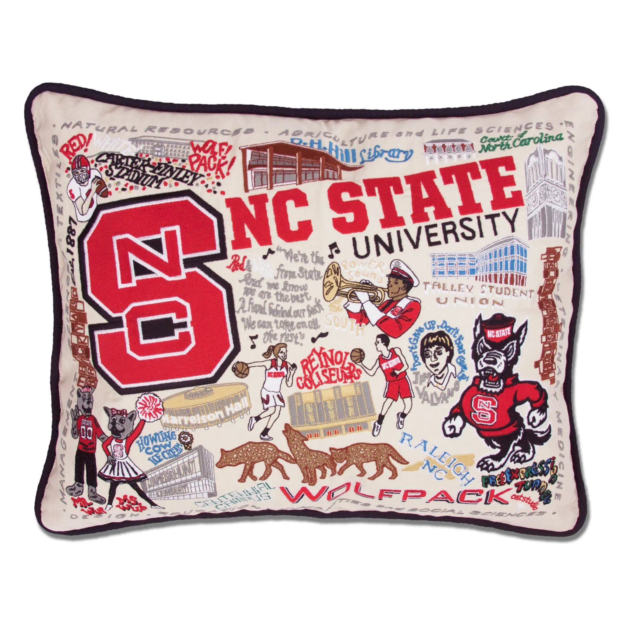 North Carolina State University Collegiate Embroidered Pillow
