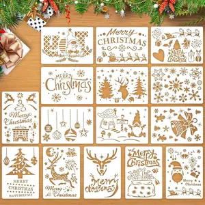 Reusable Christmas Stencils - 15 Pcs A4 Window Stencils for Painting on Wood Sign, Fabric Canvas & More (8 X 11 Inch) No Brand