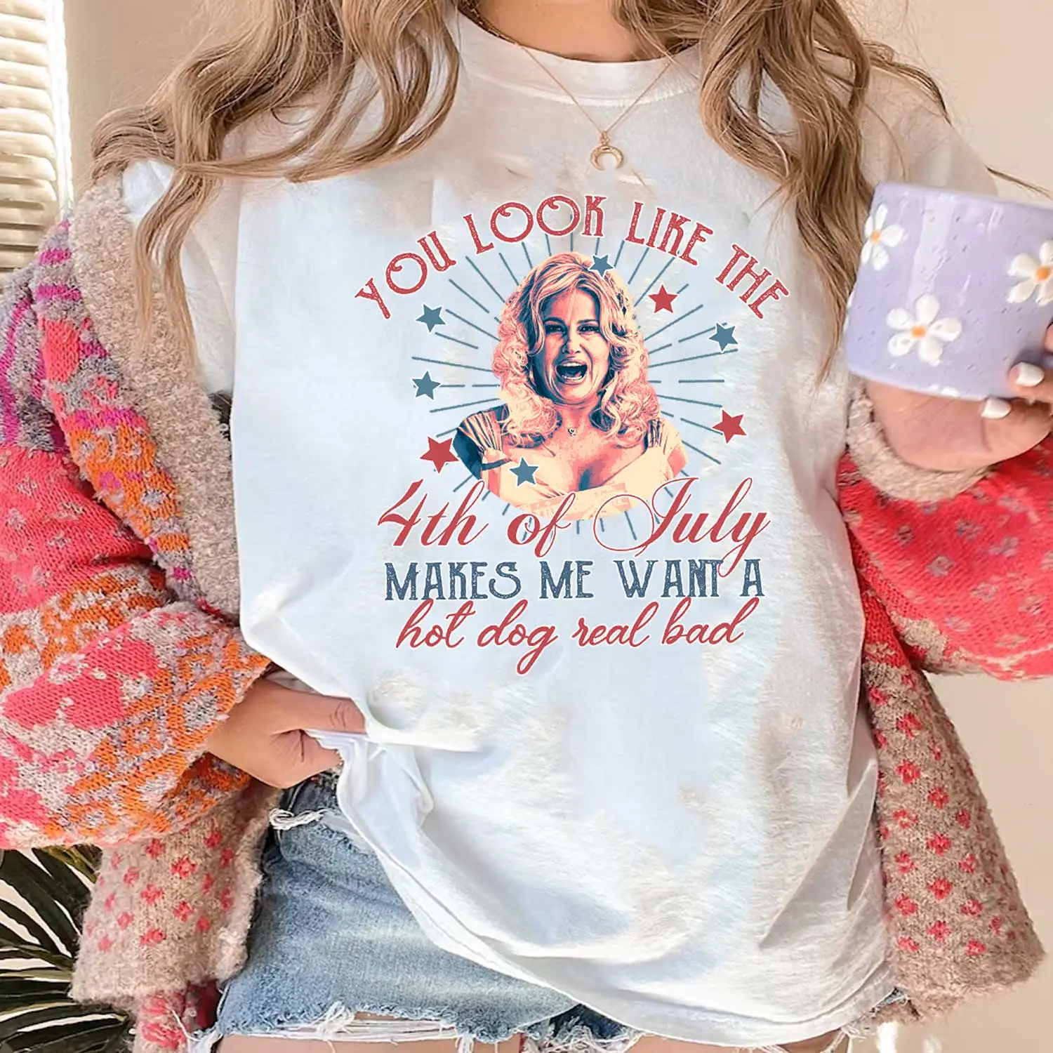 Funny 4th July Shirt, Hot Dog Lover Shirts, You Look Like The 4th Of July Makes Me Want A Hot Dog Real Bad Shirt, Independence Day Tee