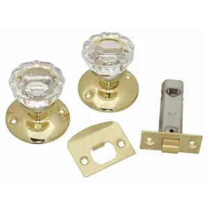Belwith Products  Passage Door Latch Set, Glass Knobs - Polished Brass
