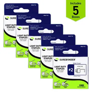 1/4" Light Duty Wide Crown Staples - 5000 Count | #2 Series