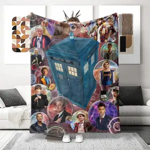 Tardis Time Travel Theme Blanket, Ultra-Soft Flannel Nap Blanket, Shawl Blanket, Small Cover Blanket, Throw Blanket, Cozy Blanket, Perfect Gift for Sofa Bed Office Travel