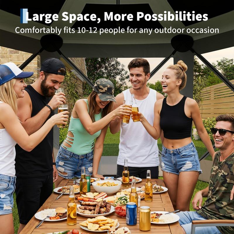 Pop Up Gazebo Screen Tent 11x11 ft with Removable Canopy Top – Quick-Set 6-Sided Bite-Proof Sun Shade Tent, All-Weather Outdoor Canopy Shelter for Camping, Backyard, and Patio,Grey