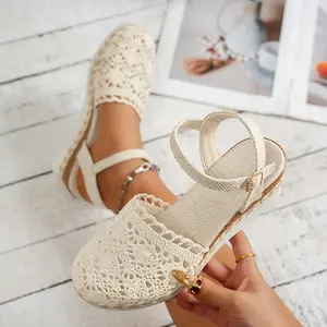 2026 Women Elegant Thick Soled Wedge High Heeled Sandals Breathable Mesh Upper Shock Absorbing Sole Ankle Chain Summer New Leisure Vacation Home Must Have Fashion Solid Color Versatile Women Sandals
