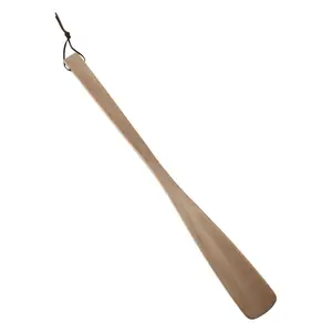 Unique Bargains Long Handle Square Head Hangable Shoe Horn for Shoe 15.75"x1.57" Wood Color 1 Pc